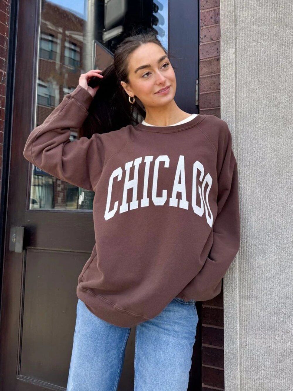 Retro Brand Alice & Wonder Chicago Crew Sweatshirt Vintage Chocolate Small